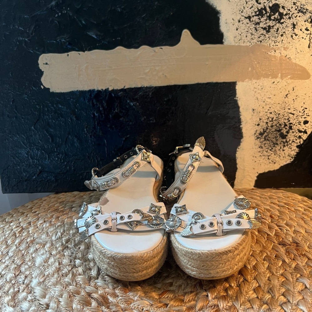 Toga Pulla White Espadrille Platform Sandals – Women’s Size 38 - Picture 3 of 5